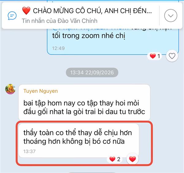 Phản hồi của học viên trong nhóm tập